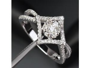 Unique .59ct Diamonds Solitaire/Side Real 14k White Gold Engagement Wedding Ring Unique .59ct Diamonds Solitaire/Side Real 14k White Gold Engagement Wedding Ring