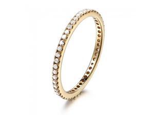 14K Yellow Gold Pave Diamonds Engagement Wedding Eternity Band Ring Thin Design 14K Yellow Gold Pave Diamonds Engagement Wedding Eternity Band Ring Thin Design