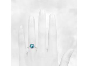 Swiss Blue Topaz and Diamonds Halo Cushion Ring in 14K White Gold Engagement Ring Swiss Blue Topaz and Diamonds Halo Cushion Ring in 14K White Gold Engagement Ring