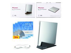 Pioneer 6X Super Slim Slot Portable USB BD DVD CD Burner Support BDXL External Blu-Ray Writer in Retail Box + FREE 3pk Mdisc BD + Stand + USB Cable (BDR-XU03) Mac OS Compatible Pioneer 6X Super Slim Slot Portable USB BD DVD CD Burner Support BDXL External Blu-Ray Writer in Retail Box + FREE 3pk Mdisc BD + Stand + USB Cable (BDR-XU03) Mac OS Compatible