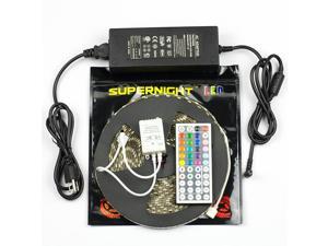SuperNight® 32.8ft 10M Waterproof RGB LED Flexible Strip 600leds Color Changing Kit , SMD5050 LED Light Strip + 44Key Remote Controller + 24V 5A Power Supply SuperNight® 32.8ft 10M Waterproof RGB LED Flexible Strip 600leds Color Changing Kit , SMD5050 LED Light Strip + 44Key Remote Controller + 24V 5A Power Supply