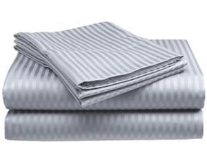 Queen Size Silver 400 Thread Count 100% Cotton Sateen Dobby Stripe Sheet Set Queen Size Silver 400 Thread Count 100% Cotton Sateen Dobby Stripe Sheet Set