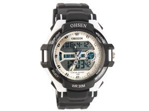 Ohsen 30M Waterproof Men Dial Silicone Band Quartz Analog-Digital Sports Wrist Watch White Ohsen 30M Waterproof Men Dial Silicone Band Quartz Analog-Digital Sports Wrist Watch White