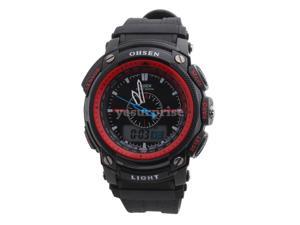 Ohsen 30M Waterproof Rubber Band Round Analog Unisex Sport Quartz Wrist Watch Red Ohsen 30M Waterproof Rubber Band Round Analog Unisex Sport Quartz Wrist Watch Red