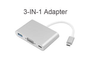 USB-C USB 3.1 Type C to VGA Projector & USB OTG & USB-C Female Charger Adapter for 12" Apple New Macbook (Silver Color) USB-C USB 3.1 Type C to VGA Projector & USB OTG & USB-C Female Charger Adapter for 12" Apple New Macbook (Silver Color)