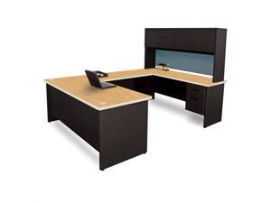Pronto Pronto U-Shaped Desk with Flipper Door Unit, 8'6W x 6' D:Black/Oak, Slate Pronto Pronto U-Shaped Desk with Flipper Door Unit, 8'6W x 6' D:Black/Oak, Slate