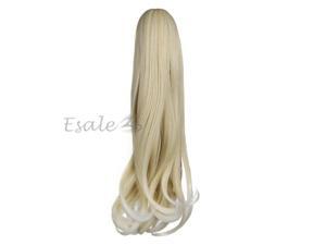 18" Bleach Blonde Synthetic Long Wavy Curly Clip On Hair Ponytail Extensions 18" Bleach Blonde Synthetic Long Wavy Curly Clip On Hair Ponytail Extensions