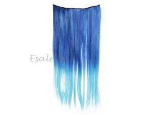 Clip In Long Straight Gradient Blue Hair Extension Synthetic Fiber Hairpiece Clip In Long Straight Gradient Blue Hair Extension Synthetic Fiber Hairpiece