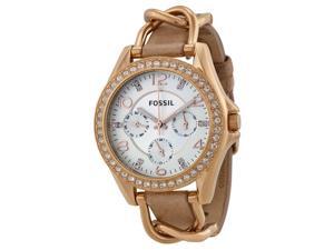 Fossil Riley Multi-Function Sand Dail Bone Leather Ladies Watch ES3466 Fossil Riley Multi-Function Sand Dail Bone Leather Ladies Watch ES3466