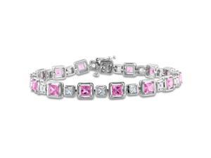 Amour Sterling Silver 7 1/2ct TGW Created Pink and White Sapphire Bracelet (7in) Amour Sterling Silver 7 1/2ct TGW Created Pink and White Sapphire Bracelet (7in)
