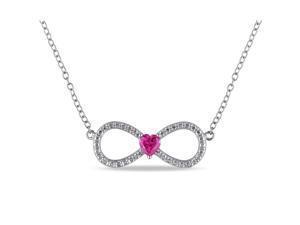 Amour Sterling Silver 1/4ct TGW Created Ruby Heart Pendant (18in) Amour Sterling Silver 1/4ct TGW Created Ruby Heart Pendant (18in)