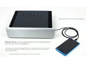 HDPLEX H1.S Fanless Computer Case for mini-ITX motherboard, support Intel/AMD Destop CPU with 65W TDP,Silver 15mm-Thick Brushed Aluminum faceplate HDPLEX H1.S Fanless Computer Case for mini-ITX motherboard, support Intel/AMD Destop CPU with 65W TDP,Silver 15mm-Thick Brushed Aluminum faceplate