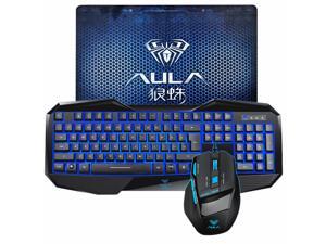 AULA USB Gaming Keyboard Mouse and Mouse Pad Combo with LED Blue Backlit AULA USB Gaming Keyboard Mouse and Mouse Pad Combo with LED Blue Backlit