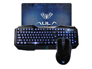 AULA Blue Backlight LED Gaming Keyboard and Mouse Combo with Mouse Pad Bundle for Desktop PC AULA Blue Backlight LED Gaming Keyboard and Mouse Combo with Mouse Pad Bundle for Desktop PC