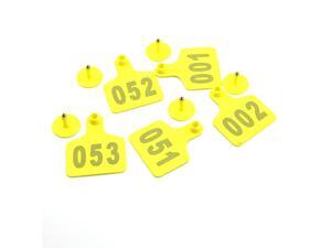 Pack of 100 Plastic Big Ear Tag for Cow Cattle Yellow Numbered 001-100 Pack of 100 Plastic Big Ear Tag for Cow Cattle Yellow Numbered 001-100