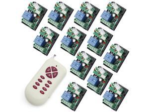 DC 24V One Transmitter with 12X 1 Channel Relays Learning Smart Wireless Remote Control Switch White Transmitter with Red Button DC 24V One Transmitter with 12X 1 Channel Relays Learning Smart Wireless Remote Control Switch White Transmitter with Red Button