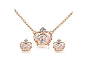 Yoursfs 18K Rose Gold Plated Fashion Crown Necklace and Earring Use Swarovski Crystal Bridal Jewelry Set Yoursfs 18K Rose Gold Plated Fashion Crown Necklace and Earring Use Swarovski Crystal Bridal Jewelry Set