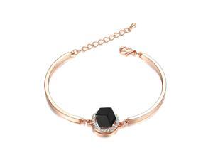Yoursfs 18K Rose Gold Plated Cube Crystal Bracelet Used Black Swarovski Crystal Bangle Yoursfs 18K Rose Gold Plated Cube Crystal Bracelet Used Black Swarovski Crystal Bangle