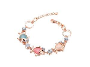 Yoursfs 18K Rose Gold Plated Triple Fish Colorful Opal Bracelet Used Swarovski Crystal Bangle Yoursfs 18K Rose Gold Plated Triple Fish Colorful Opal Bracelet Used Swarovski Crystal Bangle