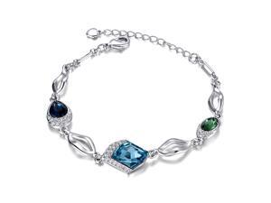 Yoursfs 18K White Gold Plated Charming 3 Color Bracelet Used Swarovski Crystal Bangle Yoursfs 18K White Gold Plated Charming 3 Color Bracelet Used Swarovski Crystal Bangle