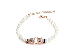 Yoursfs 18K Rose Gold Plated Puma Heads Bracelet Used Swarovski Crystal Pearl Bangle Yoursfs 18K Rose Gold Plated Puma Heads Bracelet Used Swarovski Crystal Pearl Bangle