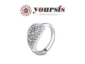 Yoursfs 18K White Gold Plated Full Crystal Leaf Ring Use Silver Swarovski Crystal Wedding Ring Yoursfs 18K White Gold Plated Full Crystal Leaf Ring Use Silver Swarovski Crystal Wedding Ring