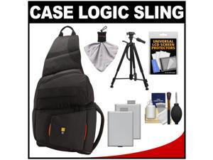Case Logic Digital SLR Sling Camera Bag/Case (Black) (SLRC-205) with (2) LP-E5 Batteries + Tripod + Accessory Kit Case Logic Digital SLR Sling Camera Bag/Case (Black) (SLRC-205) with (2) LP-E5 Batteries + Tripod + Accessory Kit