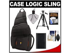 Case Logic Digital SLR Sling Camera Bag/Case (Black) (SLRC-205) with LP-E6 Battery + Tripod + Accessory Kit Case Logic Digital SLR Sling Camera Bag/Case (Black) (SLRC-205) with LP-E6 Battery + Tripod + Accessory Kit