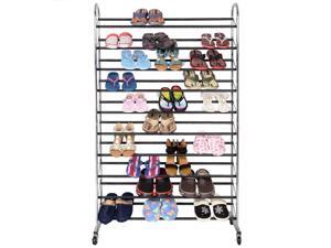 BestMassage 50 Pair Free Standing Chrome Metal 10 Tier Shoe Tower Rack BestMassage 50 Pair Free Standing Chrome Metal 10 Tier Shoe Tower Rack