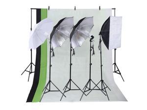 Photo Studio Photography Kit 4 Light Bulb Umbrella Muslin 3 Backdrop Stand Set Photo Studio Photography Kit 4 Light Bulb Umbrella Muslin 3 Backdrop Stand Set