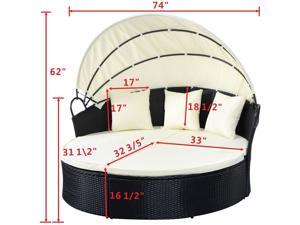 Outdoor Wicker Rattan Round Retractable Patio Sofa Furniture Daybed Black Outdoor Wicker Rattan Round Retractable Patio Sofa Furniture Daybed Black