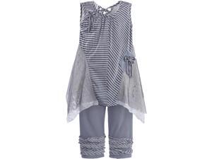 Isobella & Chloe Little Girls Slate Stripe Park Avenue Pant Outfit Set 3T Isobella & Chloe Little Girls Slate Stripe Park Avenue Pant Outfit Set 3T