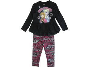 Disney Little Girls Black Frozen Elsa Anna Letter Print 2 Pc Legging Set 3T Disney Little Girls Black Frozen Elsa Anna Letter Print 2 Pc Legging Set 3T