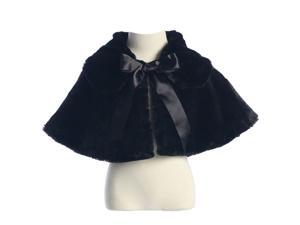 Sweet Kids Little Girls Black Fluffy Faux Ribbon Closure Cape 6 Sweet Kids Little Girls Black Fluffy Faux Ribbon Closure Cape 6