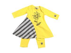 KidCuteTure Baby Girls Honey Yellow Flower Zoe Dress Leggings Outfit Set 6M KidCuteTure Baby Girls Honey Yellow Flower Zoe Dress Leggings Outfit Set 6M