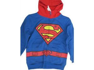 Superman Little Boys Royal Blue Red Logo Print Zipper Hooded Sweater 5-6 Superman Little Boys Royal Blue Red Logo Print Zipper Hooded Sweater 5-6