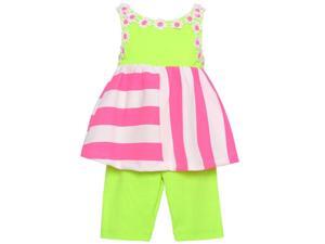 Rare Editions Baby Girls Lime Pink Stripe Flower 2 Pc Pants Outfit 24M Rare Editions Baby Girls Lime Pink Stripe Flower 2 Pc Pants Outfit 24M