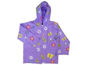 Foxfire Little Girls Purple Floral Butterfly Print Hooded Raincoat 3T Foxfire Little Girls Purple Floral Butterfly Print Hooded Raincoat 3T
