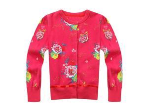 Richie House Little Girls Red Allover Flower Print Cardigan 2 Richie House Little Girls Red Allover Flower Print Cardigan 2