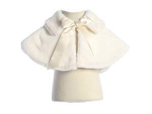 Sweet Kids Little Girls Ivory Fluffy Faux Fur Ribbon Closure Cape 2T Sweet Kids Little Girls Ivory Fluffy Faux Fur Ribbon Closure Cape 2T