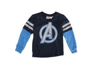 Marvels Little Boys Navy Captain America Stripe Sleeve V-Neck Shirt 7 Marvels Little Boys Navy Captain America Stripe Sleeve V-Neck Shirt 7