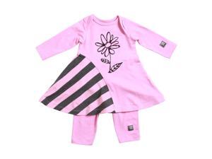 KidCuteTure Baby Girls Rose Pink Flower Zoe Dress Leggings Outfit Set 6M KidCuteTure Baby Girls Rose Pink Flower Zoe Dress Leggings Outfit Set 6M