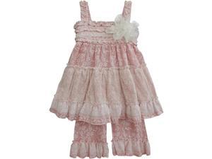 Isobella & Chloe Little Girls Coral Vanilla Chai Two Piece Pant Outfit Set 2T Isobella & Chloe Little Girls Coral Vanilla Chai Two Piece Pant Outfit Set 2T