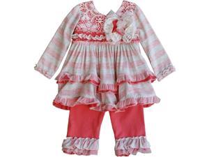 Isobella & Chloe Little Girls Grey Mesh Floral Ruffle Cora Pants Outfit 4T Isobella & Chloe Little Girls Grey Mesh Floral Ruffle Cora Pants Outfit 4T