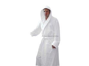 Navy Blue 14oz Velour Hooded Terry Bathrobe - 100% Cotton - Full Length 52 Inches Navy Blue 14oz Velour Hooded Terry Bathrobe - 100% Cotton - Full Length 52 Inches