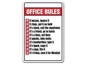 OFFICE RULES Novelty Sign gift boss Monday Friday employee gag funny workplace OFFICE RULES Novelty Sign gift boss Monday Friday employee gag funny workplace