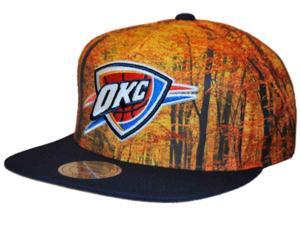 Oklahoma City Thunder Mitchell & Ness Orange Foliage Flat Bill Snapback Hat Cap Oklahoma City Thunder Mitchell & Ness Orange Foliage Flat Bill Snapback Hat Cap