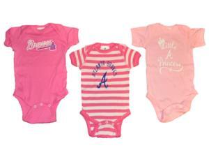 Atlanta Braves SAAG Infant Girls Pink 3 Pack Snap Close One Piece Outfit (6M) Atlanta Braves SAAG Infant Girls Pink 3 Pack Snap Close One Piece Outfit (6M)