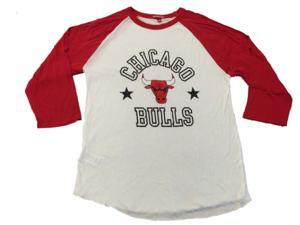 Chicago Bulls NBA Mitchell & Ness WOMEN Red & White Baseball T-Shirt (M) Chicago Bulls NBA Mitchell & Ness WOMEN Red & White Baseball T-Shirt (M)