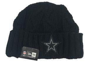 Dallas Cowboys NFL New Era Black on Black Winter Cuffed Knit Beanie Hat Cap Dallas Cowboys NFL New Era Black on Black Winter Cuffed Knit Beanie Hat Cap